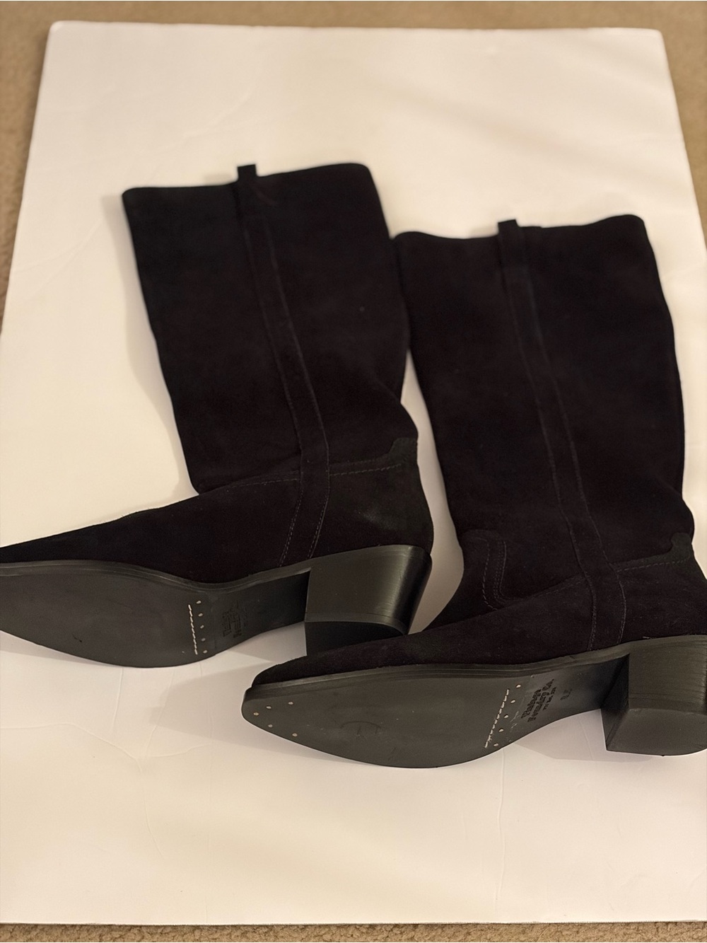 Women's Black Suede Heeled Boots